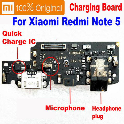 Port IC de Charge rapide 100% Original, carte PCB, connecteur de prise USB avec câble flexible de Microphone pour Xiaomi Redmi Note 5 ► Photo 1/1