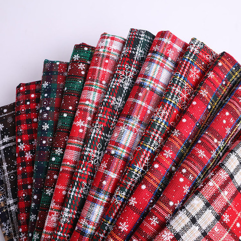 Tissu de noël en polyester et coton, tissu tricoté, impression flocon de neige, plaid en cachemire pour décoration de noël, bricolage de robe ► Photo 1/5