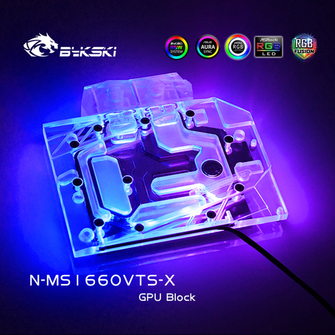 BYKSKI bloc de refroidissement par eau pour MSI GeForce GTX 1660 VENTUS XS 6G OCV1 /5V 3PIN/12V 4PIN A-RGB/lumière rvb ► Photo 1/6