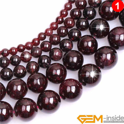 Pierres précieuses naturelles, perles rondes en grenat rouge foncé pour la fabrication de bijoux, 15 pouces, Bracelet, collier, DIY, 6mm, 8mm, 10mm ► Photo 1/6