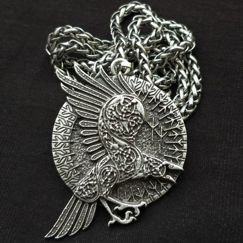 Collier pendentif corbeau Viking pour hommes, symbole Odin nordique, amulette, Runes, Protection contre les algues, Wicca Talisman, livraison directe ► Photo 1/6