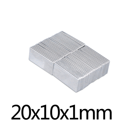 Bloc magnétique surpuissant en néodyme, 20x10x1mm, 20x10x1mm, lot de 20 à 50 pièces ► Photo 1/3