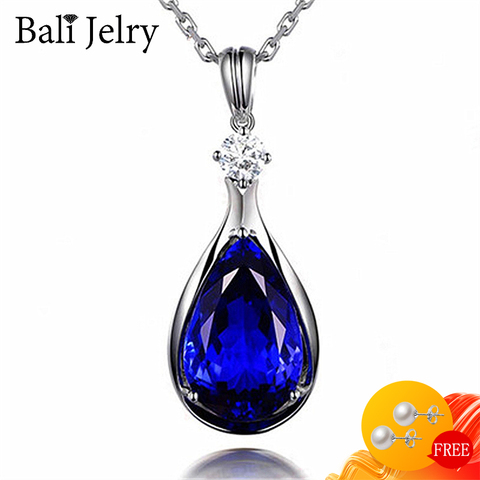 Bali Jelry collier de luxe pour femmes argent 925 bijoux accessoire goutte d'eau saphir Zircon pierre gemme pendentif mariage fiançailles ► Photo 1/5