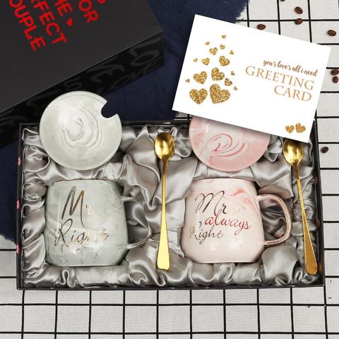 Ensemble de tasses à café en marbre en céramique, pour Couple, Mr Right, Mrs Always Right, cadeau de mariage, anniversaire de saint-valentin ► Photo 1/6