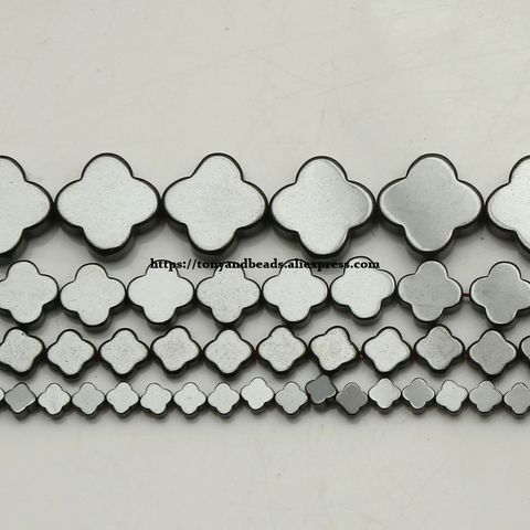 Perles en pierre hématite noire, en forme de fleur plate naturelle, taille au choix 4 6 8 13 MM, 15 pouces, pour la fabrication de bijoux ► Photo 1/1