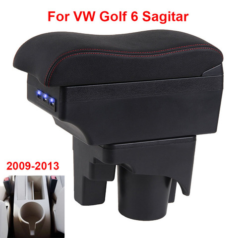Pour Volkswagen Golf 6 boîte d'accoudoir pour VW Sagitar 2007-2012 accoudoir de voiture intérieur spécial pièces de rénovation boîte de rangement centrale USB ► Photo 1/6