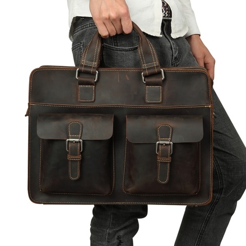 JOYIR – mallette Vintage en cuir véritable de vache pour homme, sac messager pour ordinateur portable, sac de voyage d'affaires, 2022 ► Photo 1/6