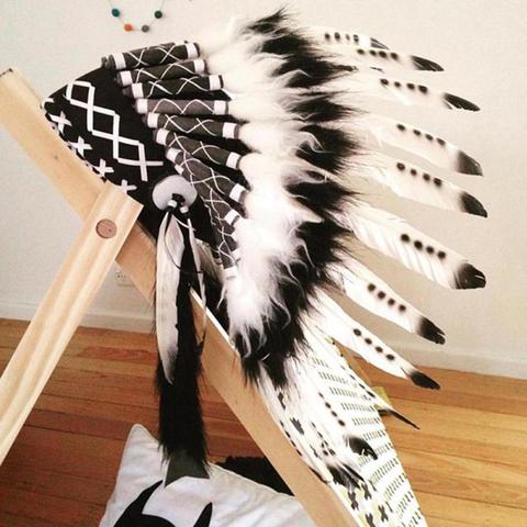 Chapeau de coiffure à plumes pour enfants, accessoire de photographie, fête américaine, indienne ► Photo 1/6