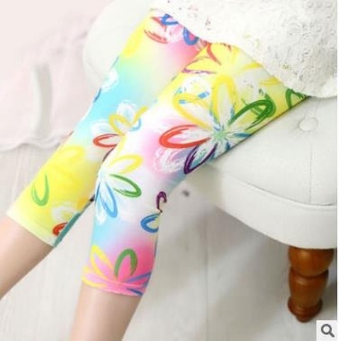 Leggings de printemps et d'été pour enfants, pantalons crayon décontractés, imprimés de fleurs, mignons pour tout-petits ► Photo 1/6