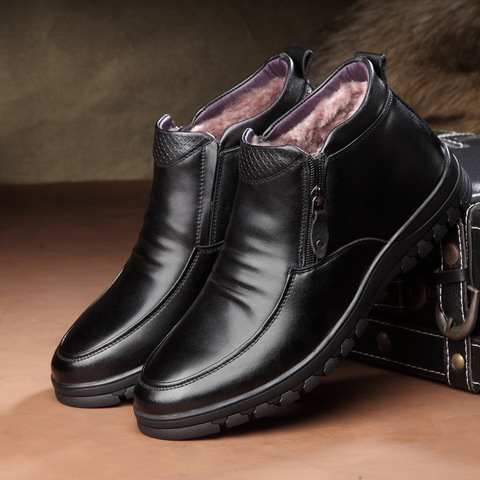 Bottines d'hiver en cuir véritable pour homme, chaussures à la mode, style Business, décontracté, montantes ► Photo 1/6