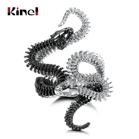 Kinel-bagues serpent pour femmes, en métal lourd noir, Punk, Rock, Zircon, bague Vintage, bijoux pour animaux, collection livraison directe ► Photo 1/6