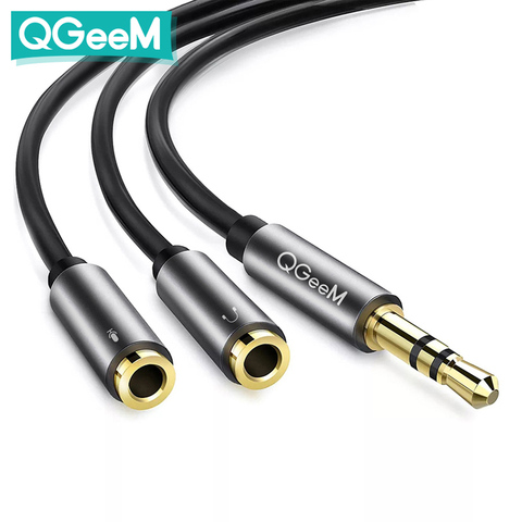 QGEEM 3.5mm câble séparateur Audio pour ordinateur Jack 3.5mm 1 mâle à 2 femelle Mic séparateur Y câble AUX adaptateur séparateur de casque ► Photo 1/6