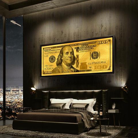 Luxe Dollars d'or argent peinture à l'huile sur toile mur Art affiches imprime photos murales pour salon maison mur Cuadros décor ► Photo 1/6