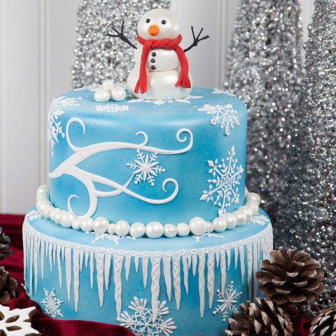 Moule de noël en Silicone, flocons de neige, dentelle, tapis, Fondant, gâteaux, outils de décoration, chocolat, gomme, K423 ► Photo 1/5