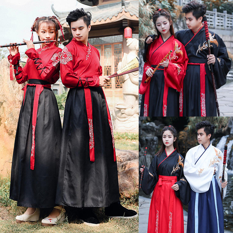 Costumes nationaux chinois anciens pour hommes et femmes, robe de danse folklorique, Costumes nationaux anciens, pour spectacle sur scène du Festival Hanfu, vêtements de broderie, nouvel an ► Photo 1/6