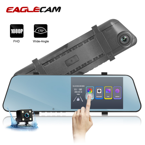 Caméra de tableau de bord pour voiture Full HD 1080P, écran tactile Ultra-fin de 5.5 pouces, enregistreur vidéo de rétroviseur automatique, deux caméras ► Photo 1/6