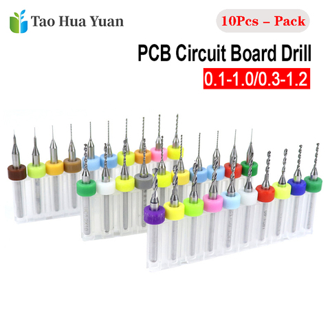 Mèches de PCB en carbure d'importation, Circuit imprimé, Mini jeu de mèches de perçage, accessoires d'outils électriques, 0.1mm ~ 1.2mm, 10 pièces ► Photo 1/6