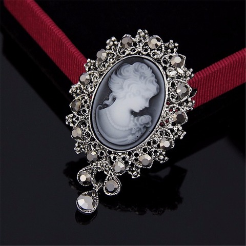 Broche pendentif en cristal strass pour femme, Style Vintage victorien, camée, pour fête de mariage ► Photo 1/4