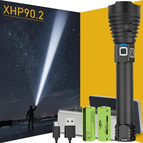 Super Lumineux XHP90.2 Plus Puissante LAMPE DE POCHE LED USB Rechargeable Torche XHP90 Flash Lumière Lampe À Main 18650 Lampes-torches tactiques ► Photo 1/6