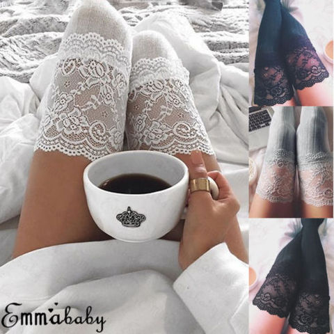 Bas femme chaud cuisse haute sur le genou chaussettes longues coton à lacets bas medias hiver Sexy bas ► Photo 1/6