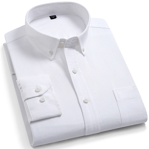 Haute qualité nouveau 100% coton oxford col boutonné à manches longues slim fit hommes décontracté ► Photo 1/6