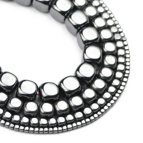 Perles carrées en pierre naturelle hématite noire, Cube de 2/4/6/8mm, pour la fabrication de bijoux, bracelets, collier, accessoires de bricolage ► Photo 1/5