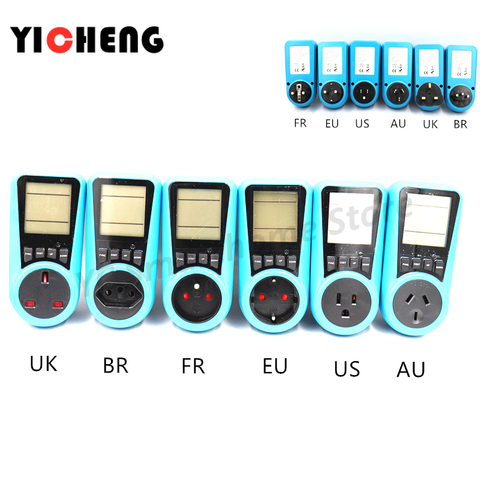 Compteur de puissance EU US UK BR AU FR, moniteur d'électricité, tension, type de prise, watt, analyseur de puissance kwh ► Photo 1/6