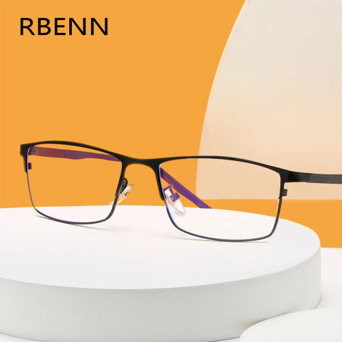 RBENN acier inoxydable plein cadre lunettes de lecture hommes Anti lumière bleue métal affaires presbytie optique Eyegalsses + 0.75 1.5 1.75 ► Photo 1/6