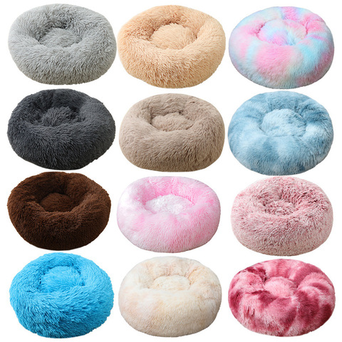 Lit rond pour chiens et chats, 22 couleurs, coussin moelleux en peluche pour chiots et chats, canapé doux, accessoires pour animaux domestiques, livraison directe ► Photo 1/6