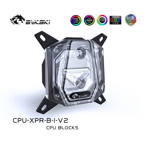 Bykski-bloc de refroidissement CPU pour Intel/AMD acrylique 5v ARGB, système de refroidissement liquide, Micro voies navigables refroidisseur de processeur ► Photo 1/6