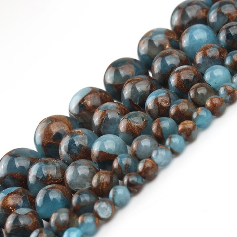 Naturel lac bleu cloisonné pierre ronde perles en vrac pour la fabrication de bijoux 6 8 10 mm Pick taille 15 pouces Bracelet à bricoler soi-même collier ► Photo 1/6