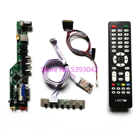 KIT pour écran LCD LVDS 40 broches VGA + AV + USB, clavier + télécommande 1366x768, compatible avec les modèles V.0/V.1/V.2/V.3/V.4/V.6/V.7 ► Photo 1/4