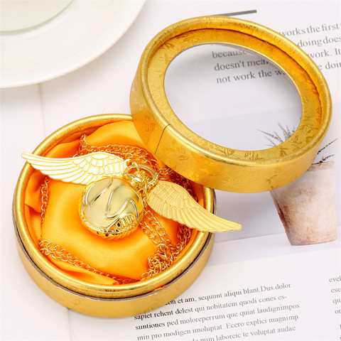 Montre de poche à Quartz en forme de boule d'or, avec boîte cadeau dorée, pendentif rétro unisexe ► Photo 1/6