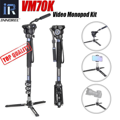 VM70K Kit monopode vidéo professionnel Unipod avec tête fluide support de trépied de voyage pour caméra DSLR caméscopes télescopiques Gopro ► Photo 1/6