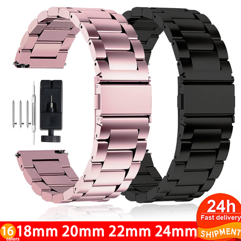 Bracelet en acier inoxydable, 18mm, 22mm, 20mm, 24mm, pour Samsung Gear S3 S2, pour Huawei GT 2, 42mm, 46mm, 40, 44mm, accessoires ► Photo 1/1