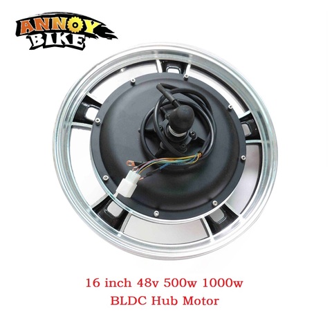 Kit moyeu moteur roue électrique 16 pouces 48v 500/1000w BLDC pour roue avant et arrière VTT, système de conversion pour vélo électrique ► Photo 1/5