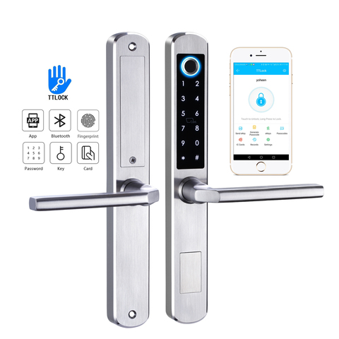 Serrure à empreintes digitales Bluetooth TTLock européenne | Serrure de porte intelligente électronique pour porte en verre d'aluminium ► Photo 1/6