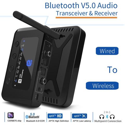 MR265 Bluetooth 5.0 HD Audio récepteur émetteur aptX LL/HD 2-en-1 Audio récepteur adaptateur pour TV/haut-parleurs optique Coaxial 3.5m ► Photo 1/6