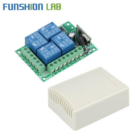 FUNSHION – interrupteur à télécommande sans fil universel, Module récepteur relais, DC 12V, 4 canaux RF, pour porte de Garage, maison intelligente, 433 Mhz, 433 Mhz ► Photo 1/6