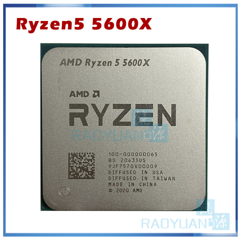 AMD – Ryzen 5 5600X R5 5600X, 3.7 GHz, Six cœurs, 12 threads, 65W, processeur d'unité centrale L3 32M, prise 100-000000065, AM4, sans ventilateur ► Photo 1/1