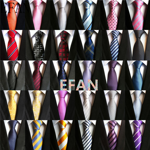 8CM mode classique hommes rayure cravate violet blanc bleu noir rose lavande Jacquard tissé 100% soie cravate à pois cravates ► Photo 1/6