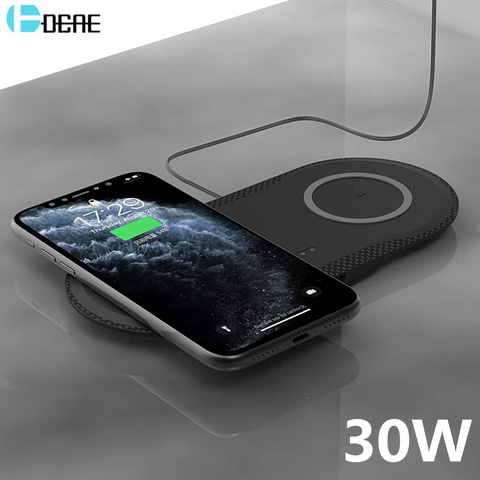 Chargeur sans fil double siège Qi 30W 2 en 1, station de charge rapide, pour iPhone 12 11 Pro XS MAX XR X 8 Samsung S20 S10E S9 double 15W ► Photo 1/6