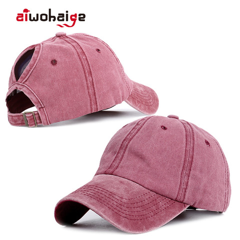 Casquette de Baseball queue de cheval pour femmes, chapeau de Sport, en coton lavé, pour les vacances, confortable, ajustable, printemps 2022, décontracté ► Photo 1/6