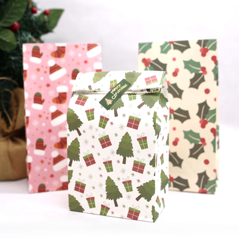 Sac cadeau bonbons joyeux noël, sacs d'emballage en papier pour biscuits alimentaires, fournitures de décoration pour noël, lot de 6 pièces ► Photo 1/5