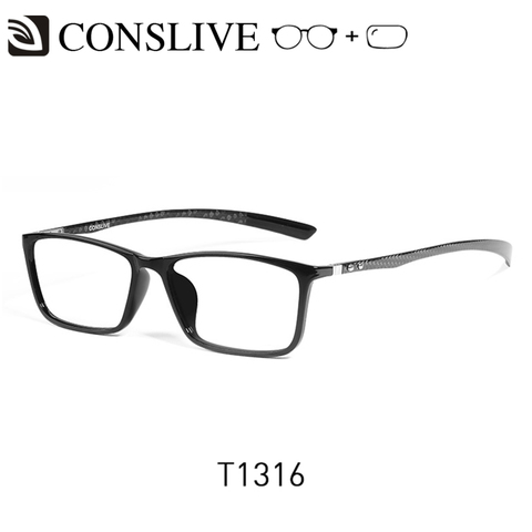 Lunettes de vue en Fiber de carbone pour hommes, 7g, carrées, noires, pour myopie, lecture optique, T1316 ► Photo 1/6