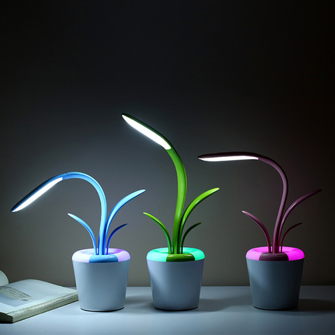 Lampe de bureau LED de Style plante lampe de Table Flexible, 7 températures de couleur avec 3 niveaux de luminosité, Port de charge USB, soin des yeux ► Photo 1/4