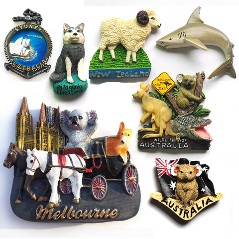 Australie réfrigérateur aimant nouvelle-zélande Koala Husky requin tourisme aimants Melbourne Souvenirs touristiques magnétique réfrigérateur autocollants ► Photo 1/5