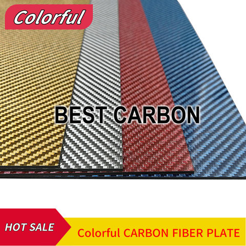 Plaque en Fiber de carbone colorée, plaque cf, feuille de carbone laminée, épaisseur 400mm x 500mm x 1mm à 6mm, livraison gratuite ► Photo 1/6