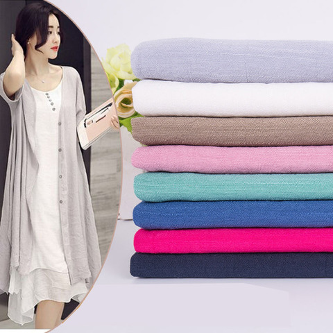 150cm x 50cm mince couleur unie sable lavage traitement coton lin tissu flammé doux tissu bricolage robe robes vêtements à la main 100 g/m ► Photo 1/6