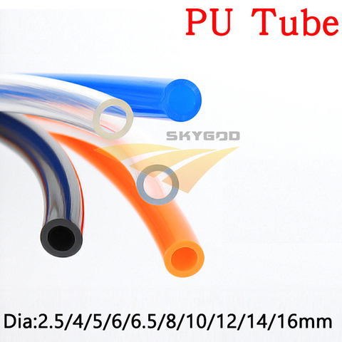 Tube haute pression en polyuréthane 2.5 4 5 6 6.5 8 10 12 14 16 mm diamètre pièces pneumatiques tuyau Flexible eau Air gaz compresseur tuyau souple ► Photo 1/4